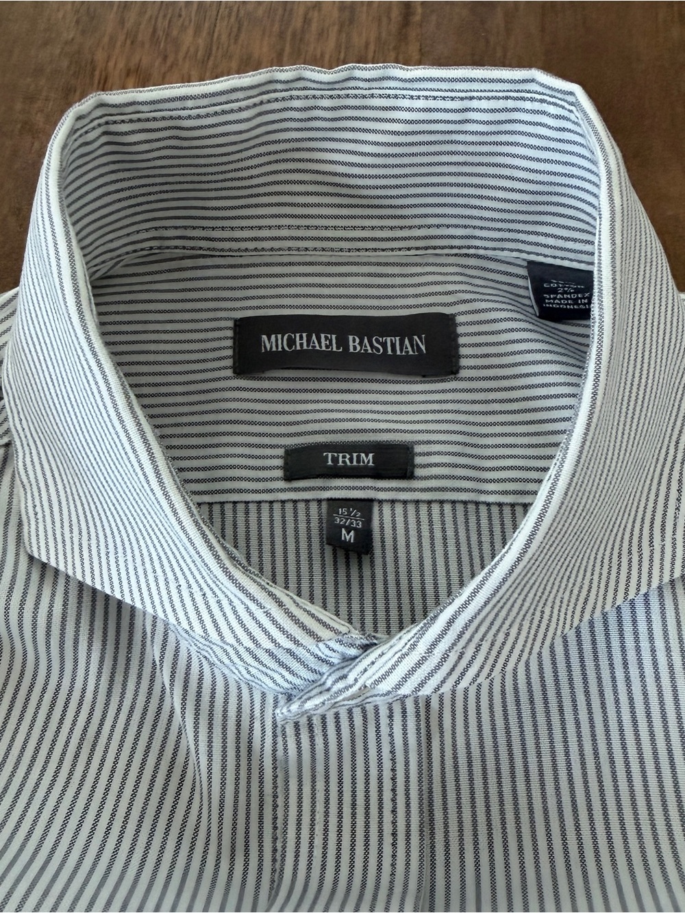 Michael Bastian White Shirt with Gray Pinstripes